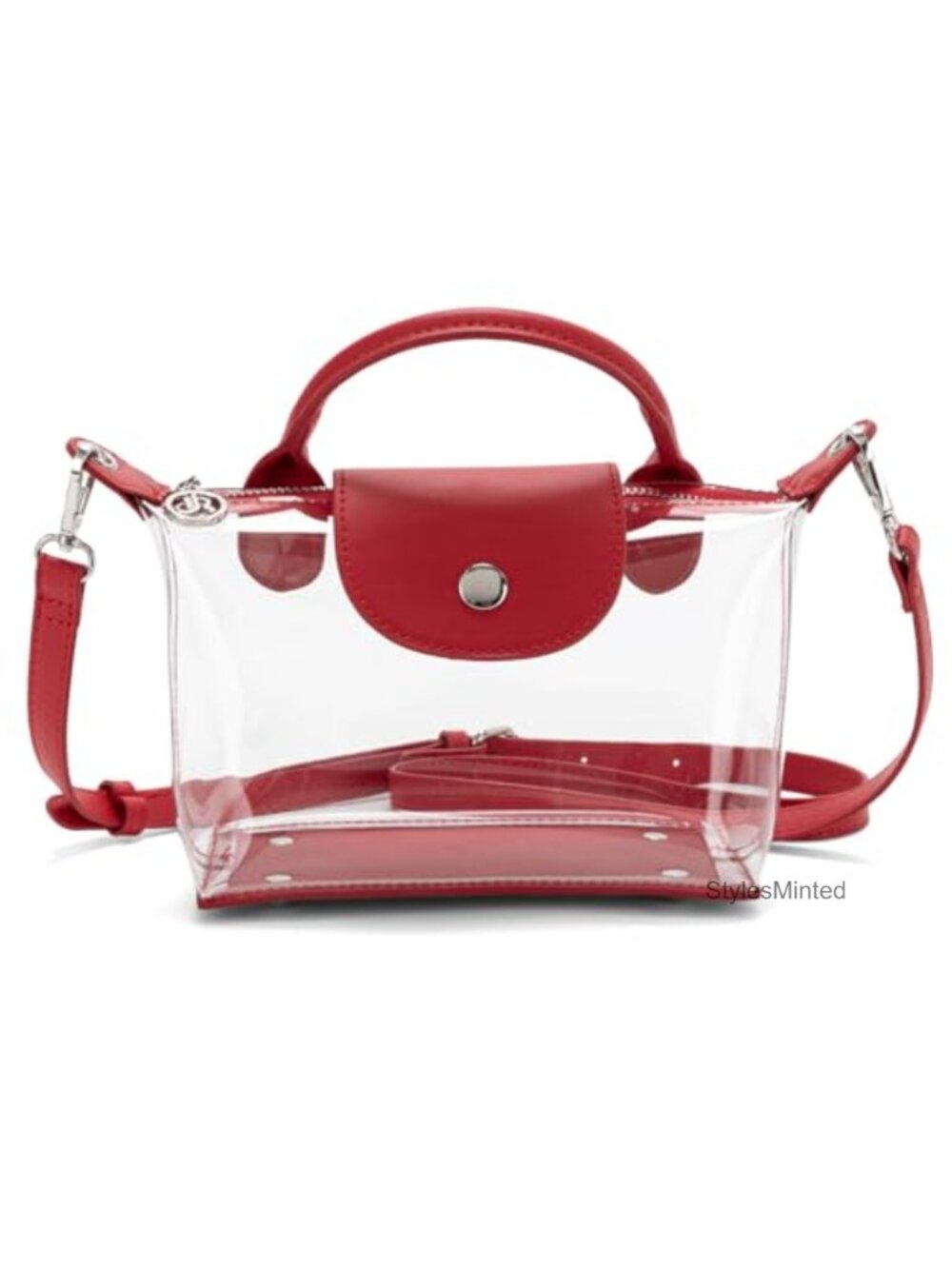 Clear Crossbody Bag Stadium Approved Transparent Purse Vegan Leather Trim TPU